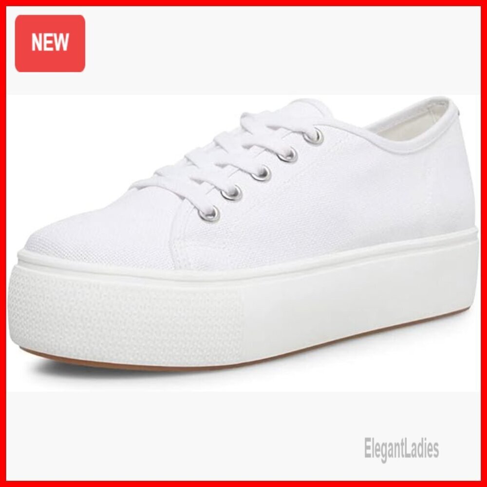 Fabric Platform Sneakers with 1.5 Inch Heel, Lace-Up Closure